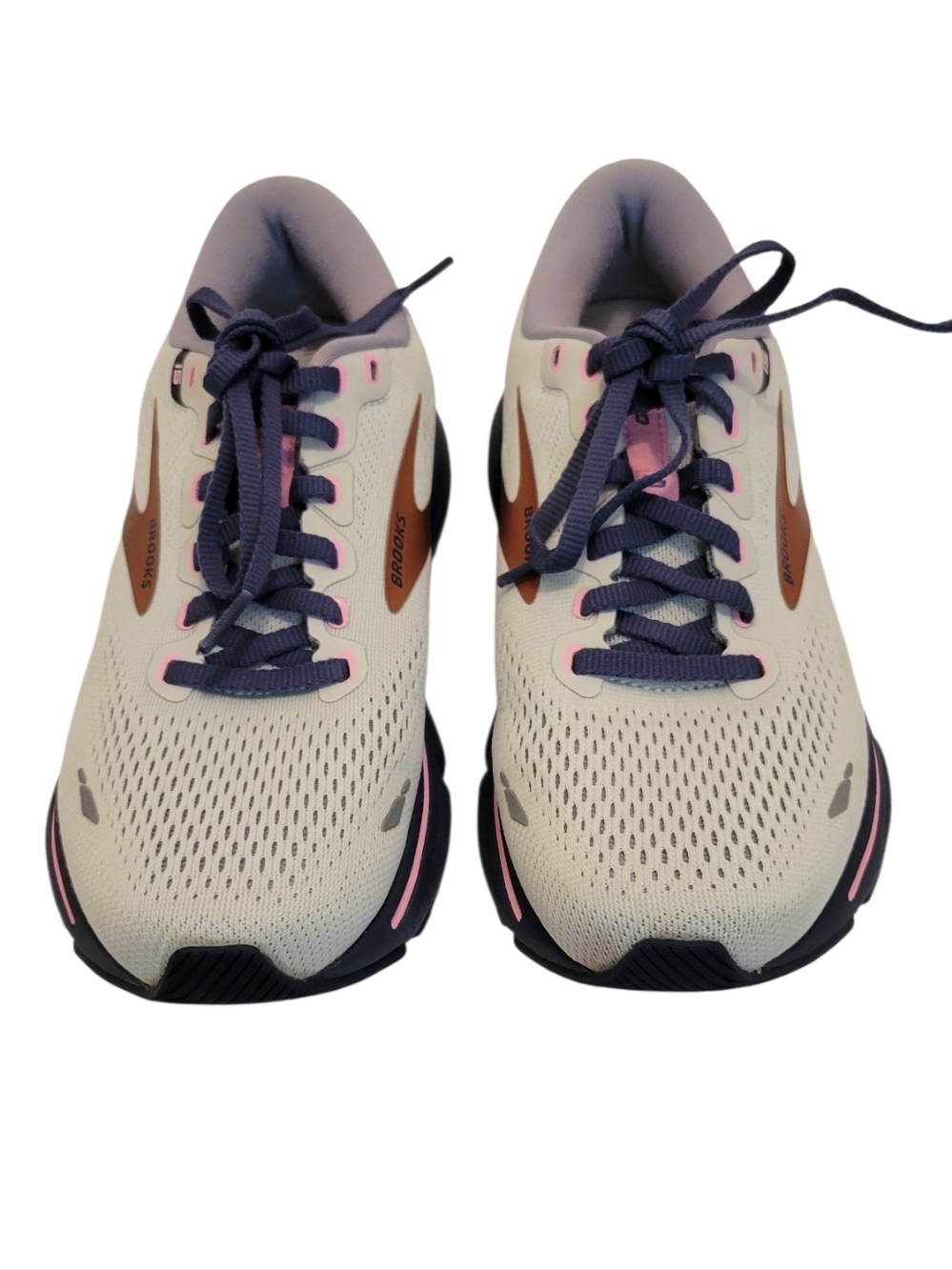Brooks Ghost 15 Running Shoes Women’s Size 7 Wide D Cream Purple Pink Athletic - Picture 2 of 12